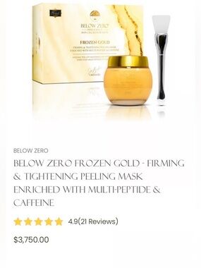 🥶Below Zero🥶Frozen Gold Firming & Tightening Peeling Mask-MSRP $3,750